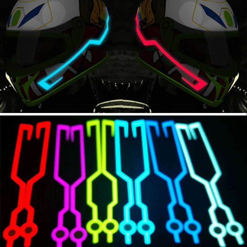 2pcs LED Helmet Strip Neon Light DIY Adhesive for Night Riding