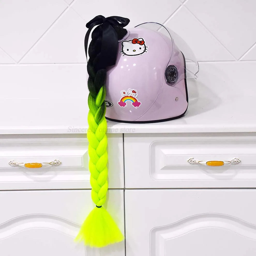 Trança para capacete com ventosa e laço para motociclistas