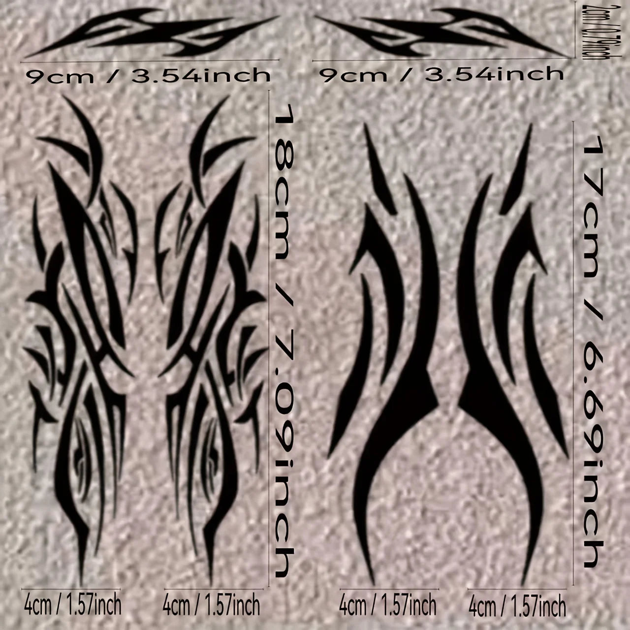 6‑Piece Tribal Flame Helmet Stickers Black Moto Decal Kit