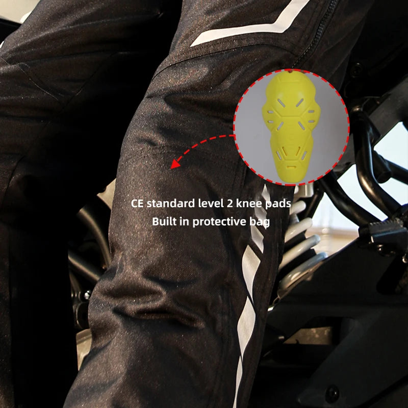 AMU Quick-Release Motorcycle Pants – Thermal Anti-Fall Riding Jeans for Winter