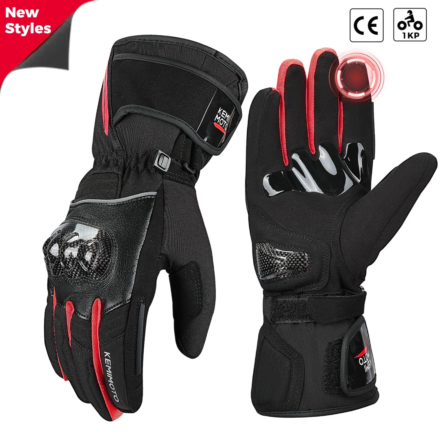 KEMiMOTO CE Winter Motorcycle Gloves – Waterproof, Warm & Protective