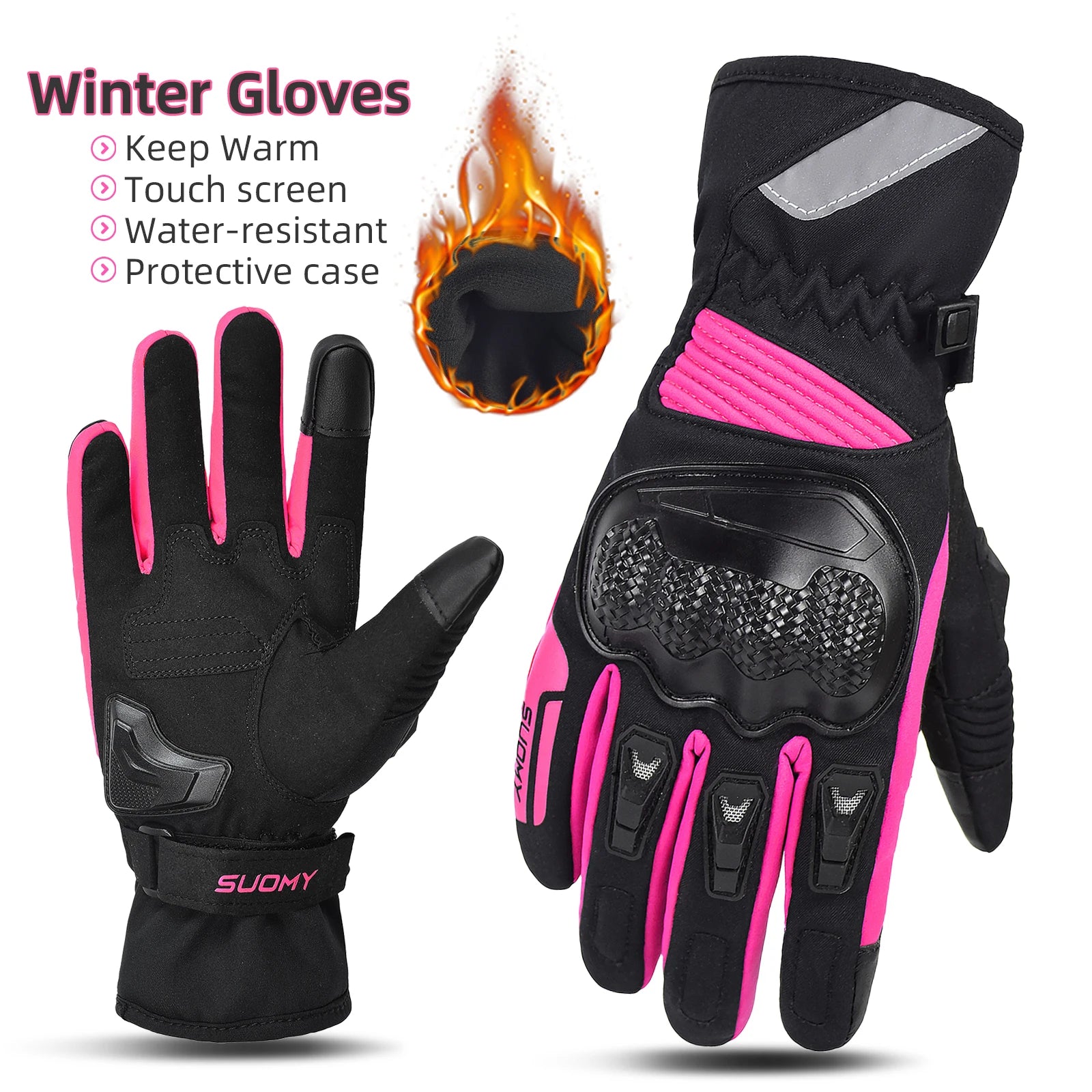 SUOMY Women’s Winter Motorcycle Gloves – Warm, Anti-Slip & Comfortable for Cold-Weather Riding
