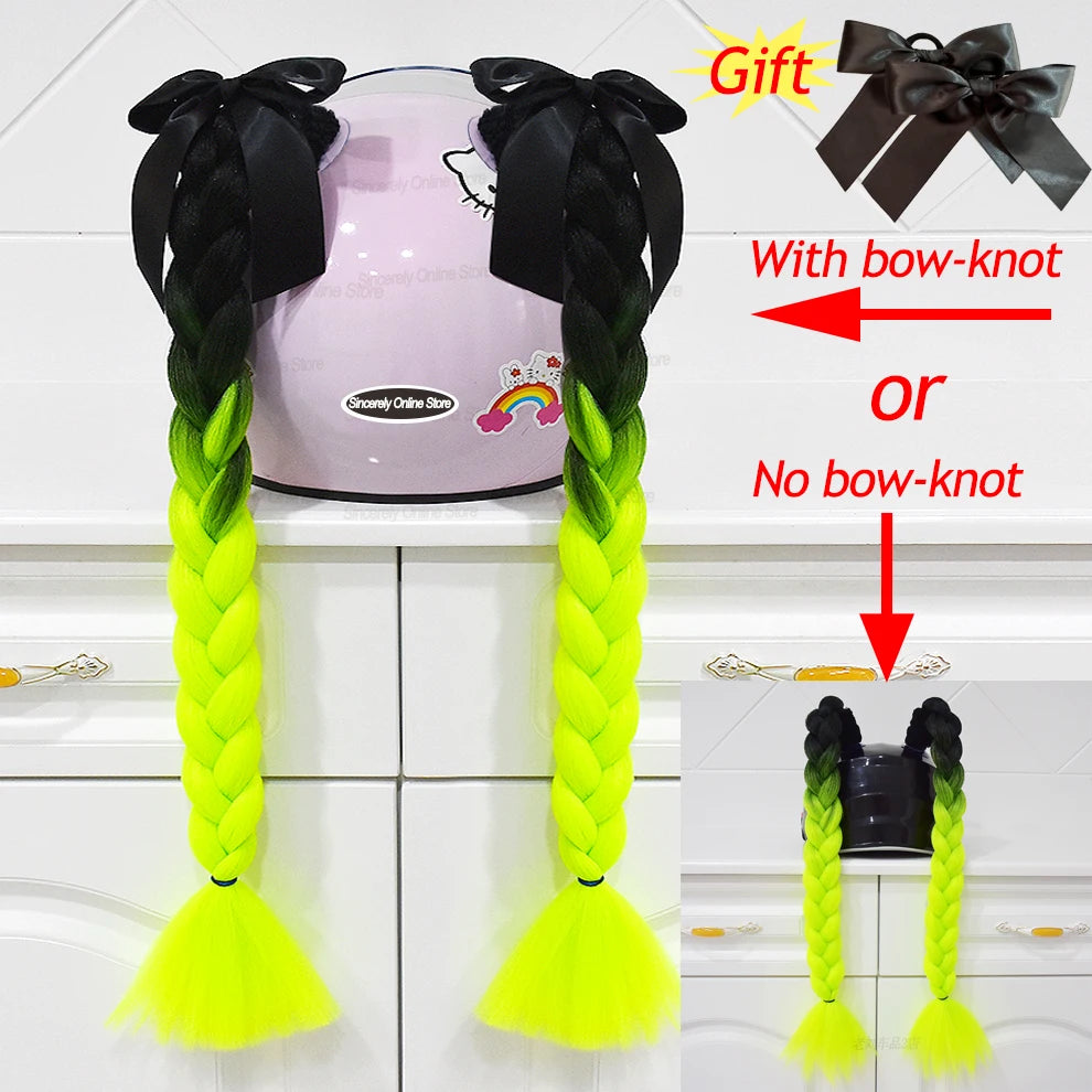 Tranças para capacete com ventosas e laços para motociclistas.