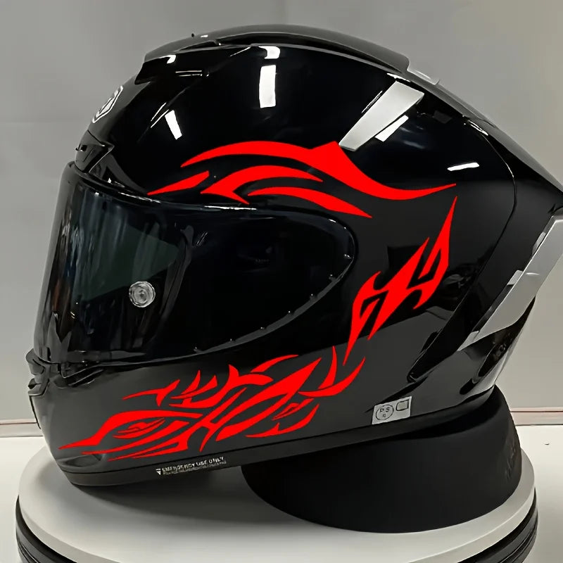 6‑Piece Tribal Flame Helmet Stickers Black Moto Decal Kit