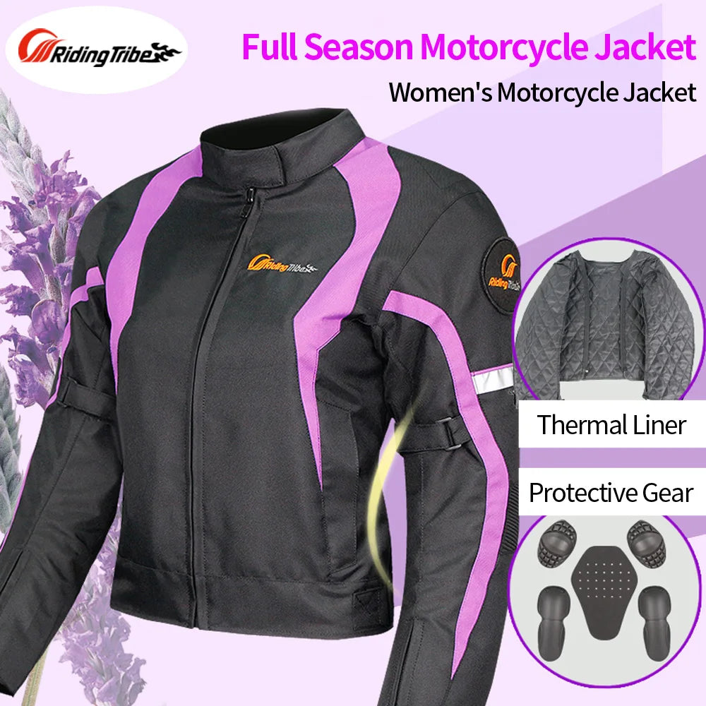JK-64 Women’s Winter Motorcycle Jacket – Thermal Riding Coat with Removable Warm Liner