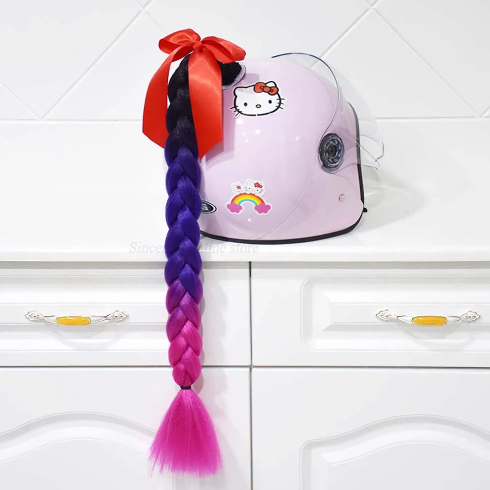 Trança para capacete com ventosa e laço para motociclistas