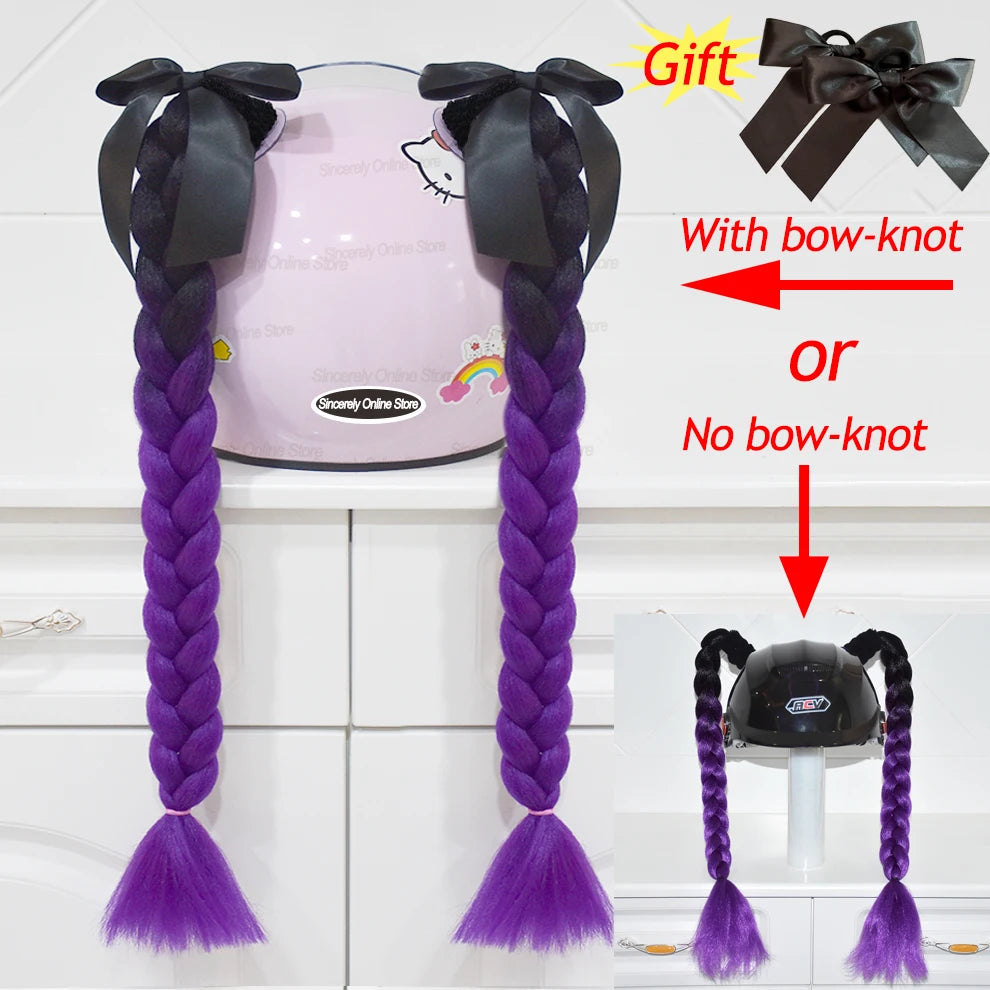 Tranças para capacete com ventosas e laços para motociclistas.