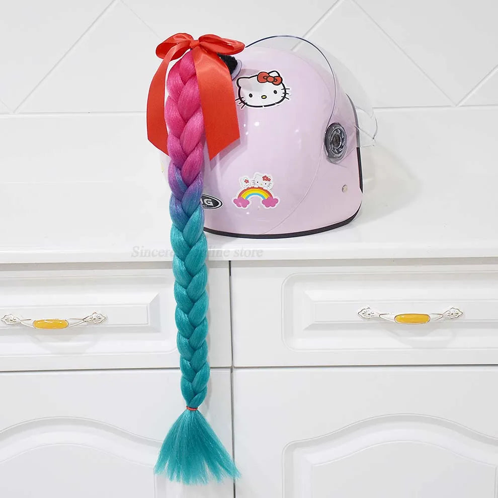 Trança para capacete com ventosa e laço para motociclistas