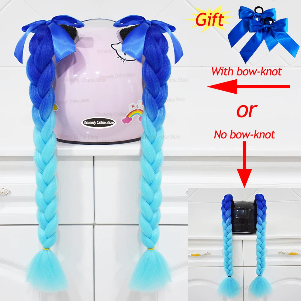 Tranças para capacete com ventosas e laços para motociclistas.