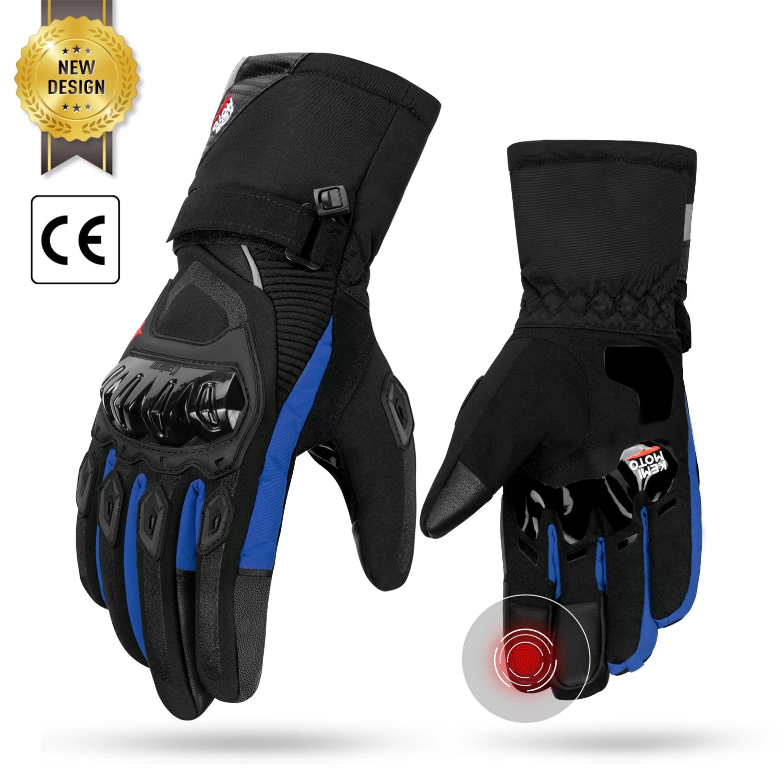KEMiMOTO CE Winter Motorcycle Gloves – Waterproof, Warm & Protective