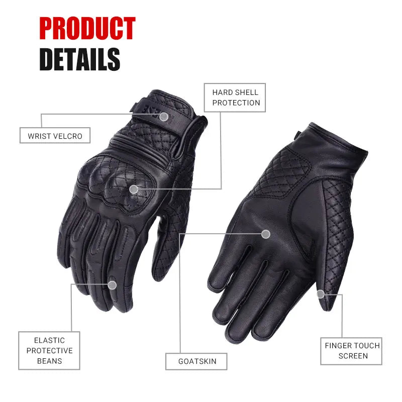 Genuine Leather Motorcycle Gloves – Winter, Touch Screen & Premium Protection
