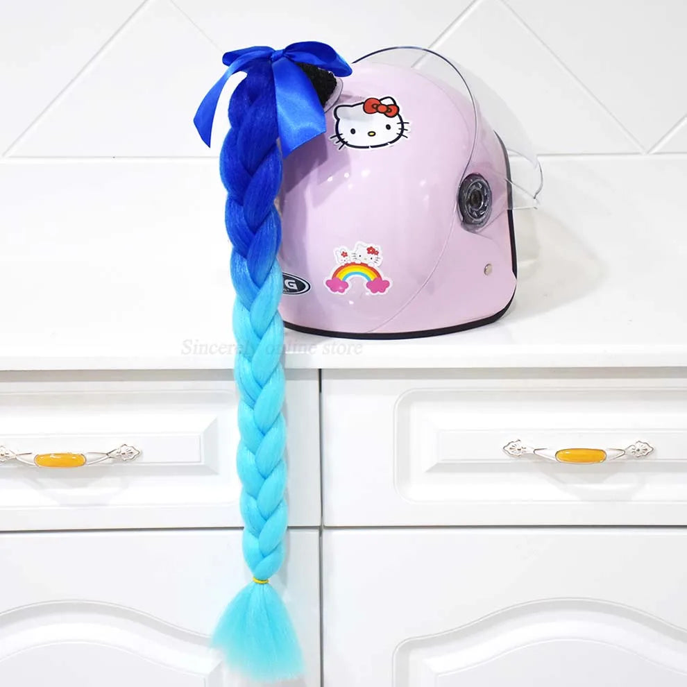 Trança para capacete com ventosa e laço para motociclistas