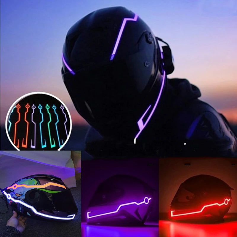 2pcs LED Helmet Strip Neon Light DIY Adhesive for Night Riding