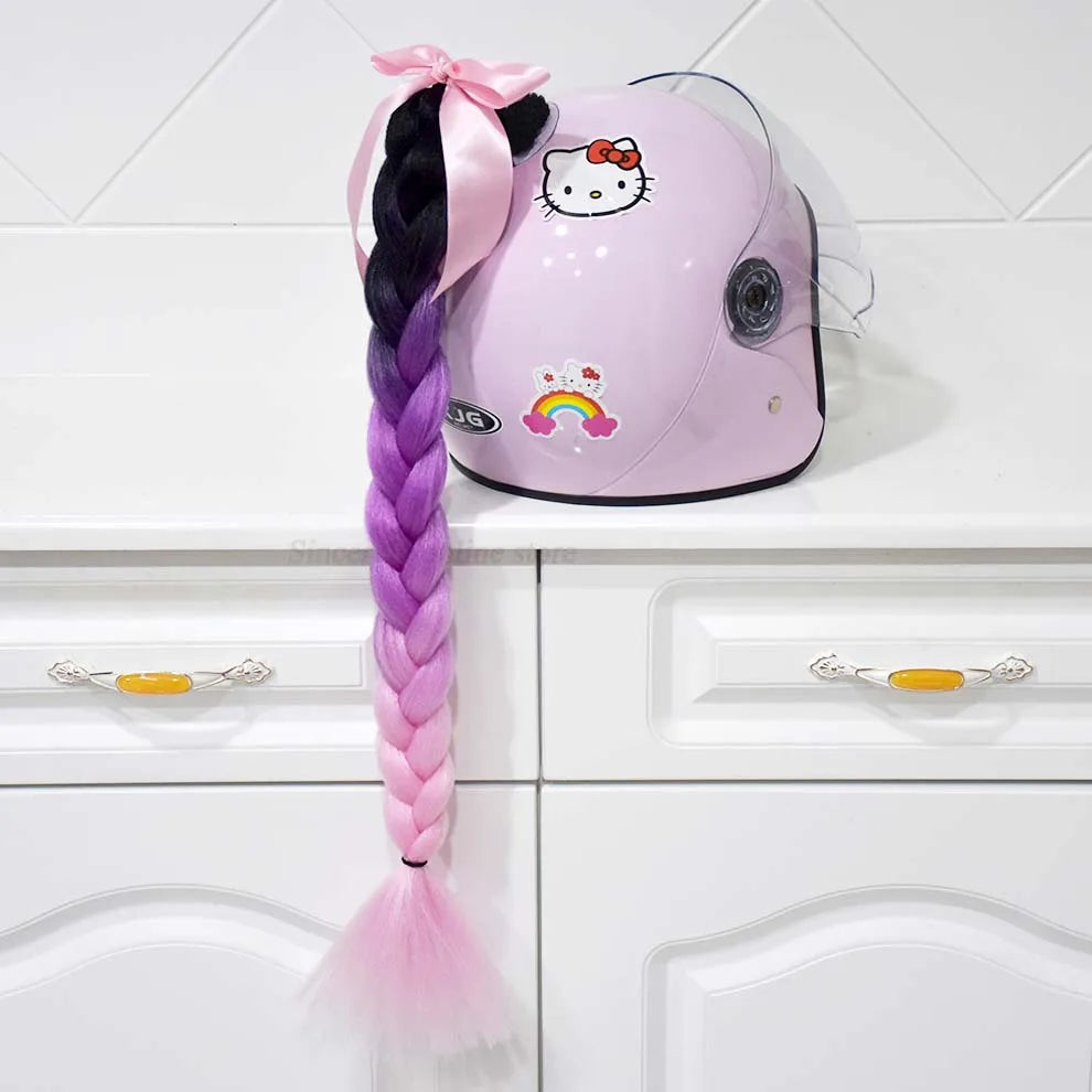 Trança para capacete com ventosa e laço para motociclistas