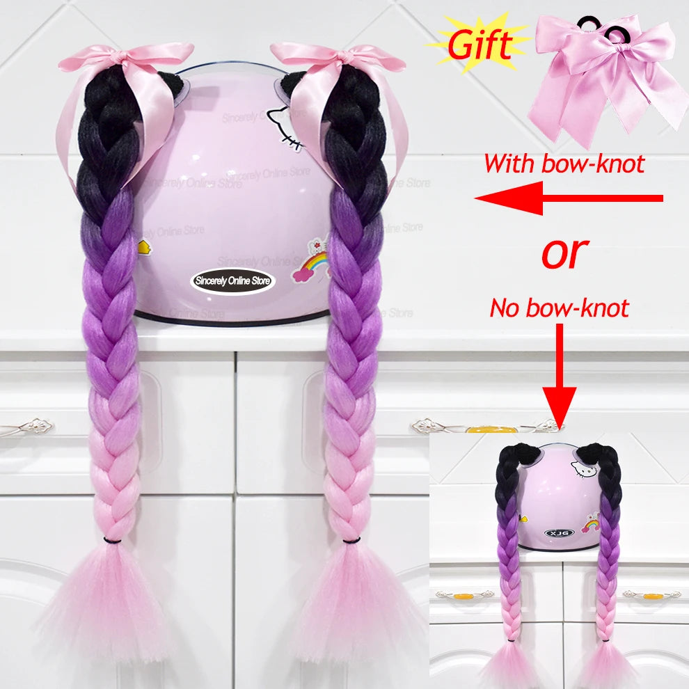 Tranças para capacete com ventosas e laços para motociclistas.