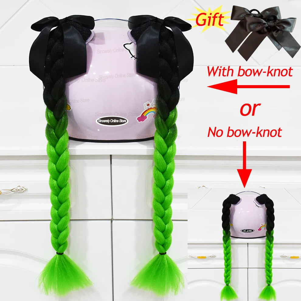 Tranças para capacete com ventosas e laços para motociclistas.