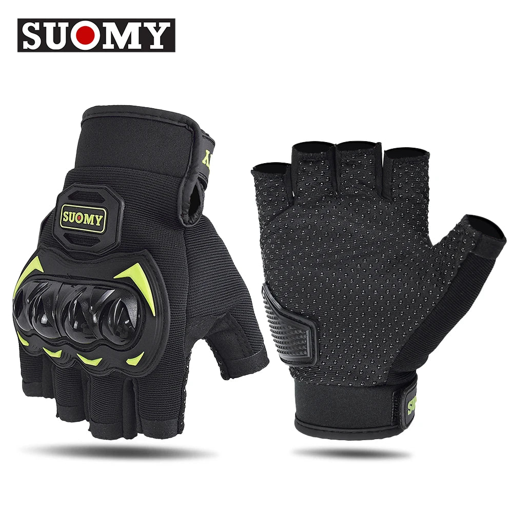 SUOMY Fingerless Motorcycle Gloves – Breathable, Anti-Slip & Comfortable for Summer / Mid-Season Riding