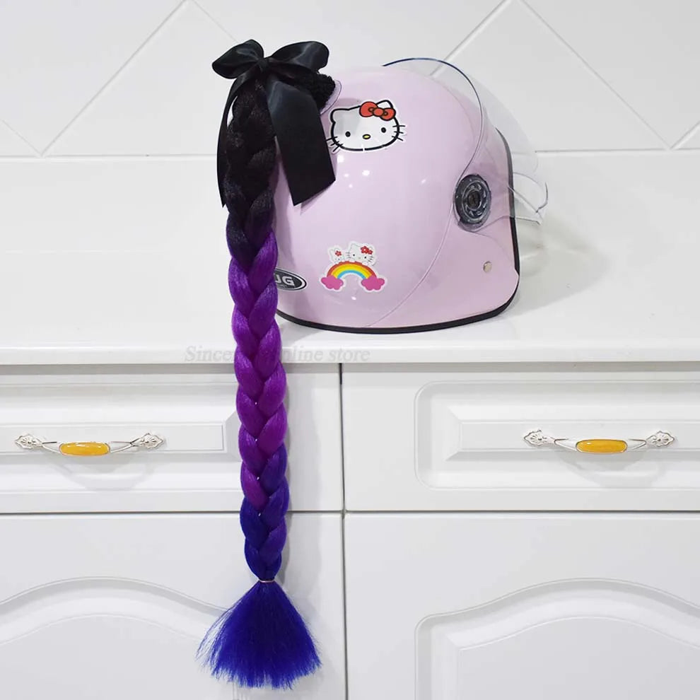 Trança para capacete com ventosa e laço para motociclistas