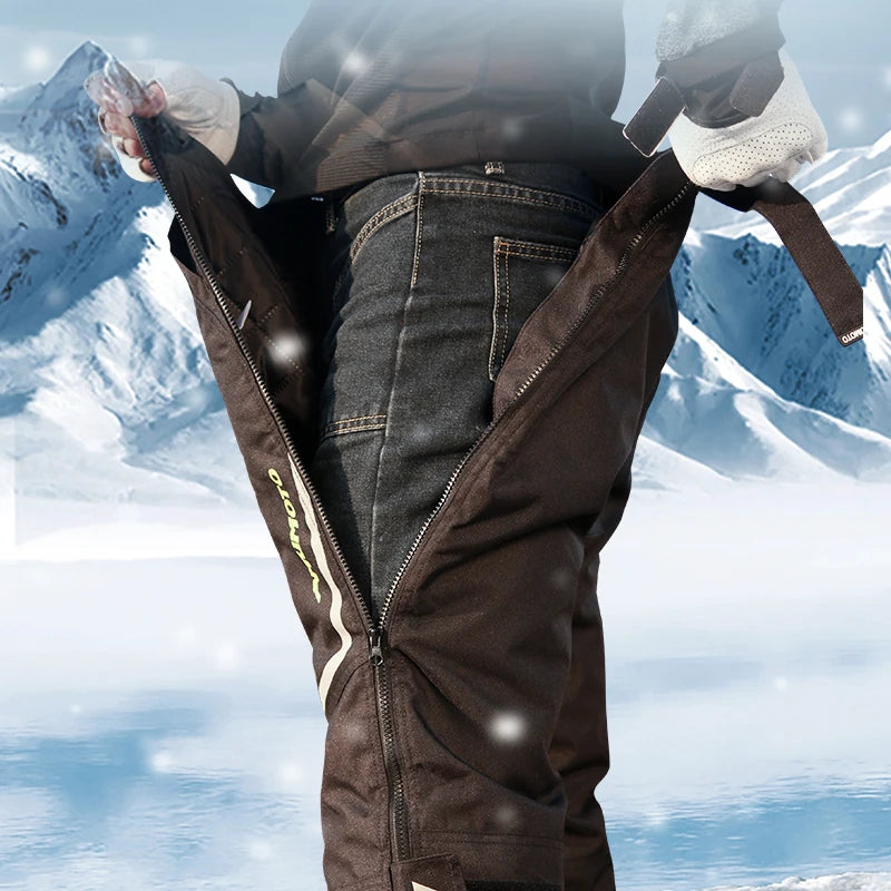 AMU Quick-Release Motorcycle Pants – Thermal Anti-Fall Riding Jeans for Winter