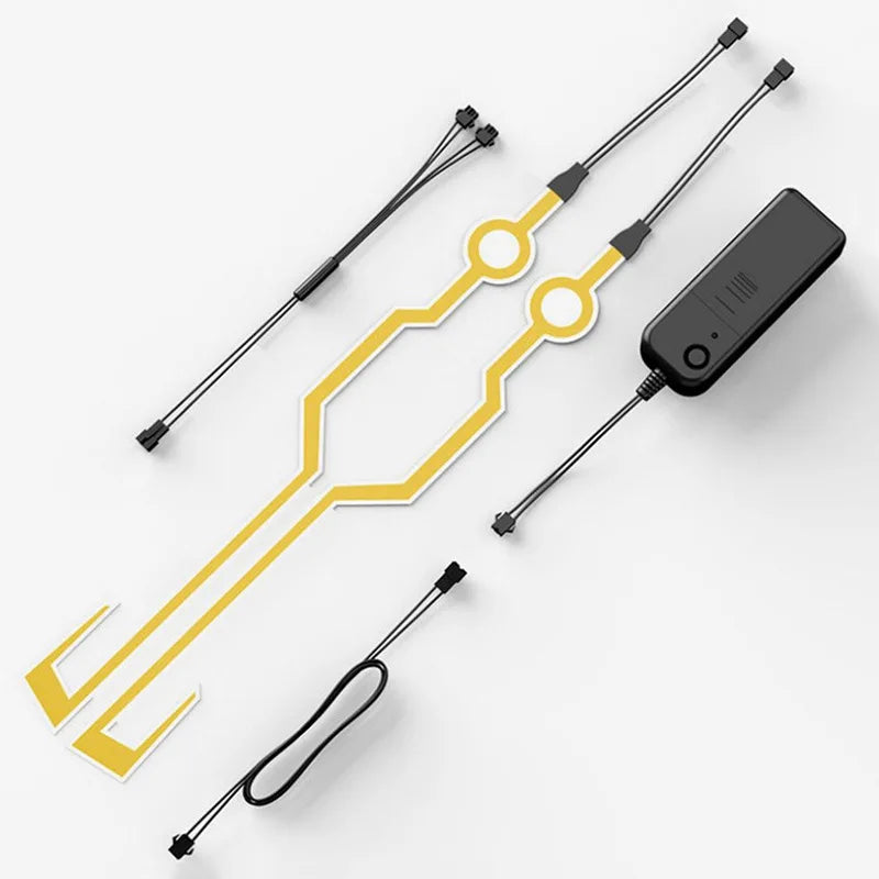 2pcs LED Helmet Strip Neon Light DIY Adhesive for Night Riding