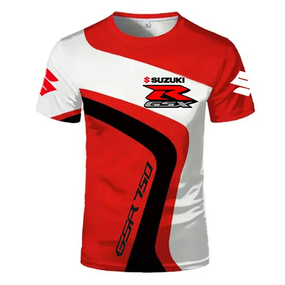 Suzuki Men’s 3D T-Shirt – Motorcycle Streetwear Tee with Raised Print
