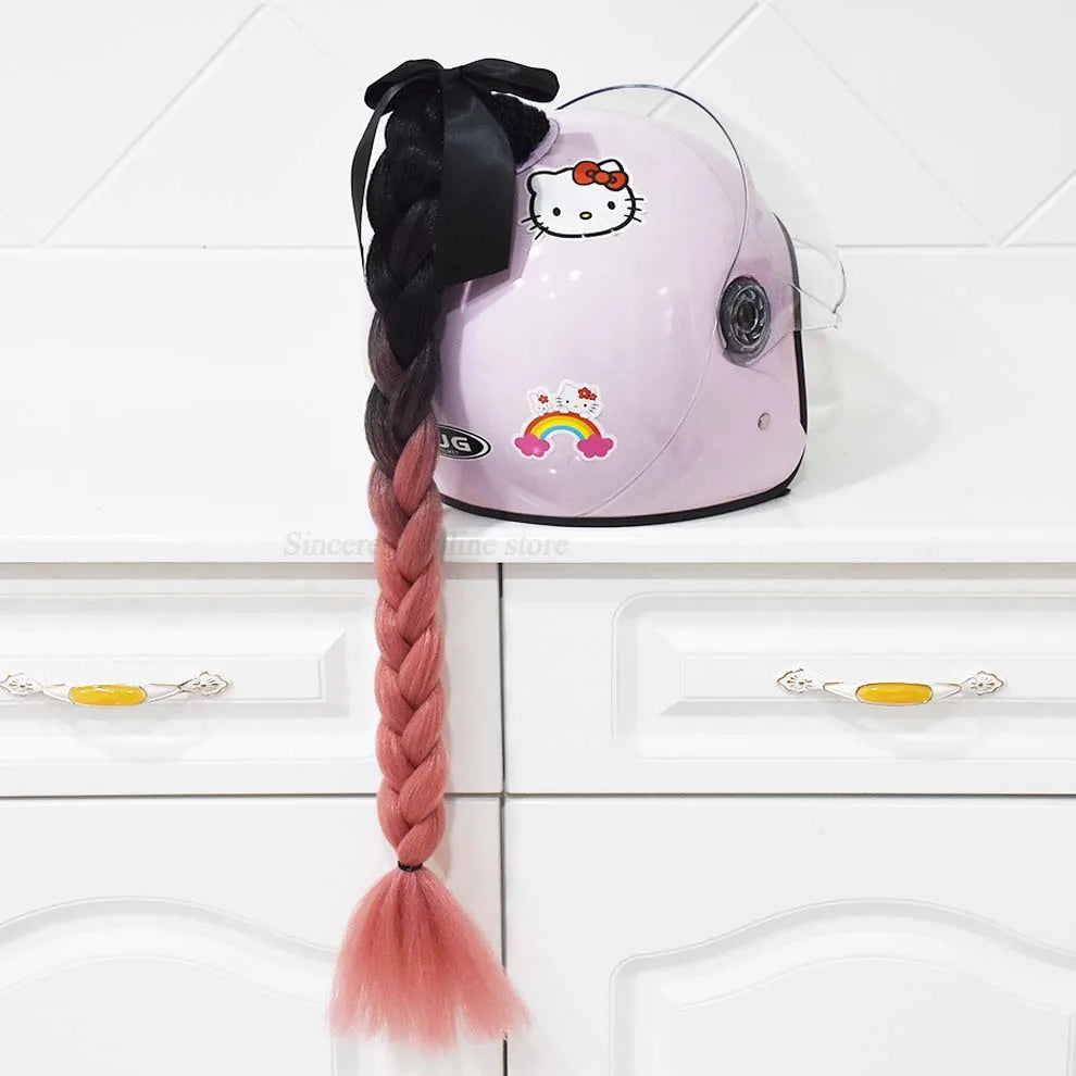 Trança para capacete com ventosa e laço para motociclistas