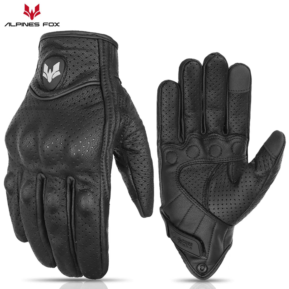 Retro Perforated Leather Motorcycle Gloves – Lightweight & Breathable Summer Riding Gear