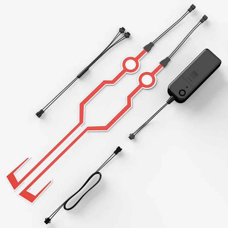 2pcs LED Helmet Strip Neon Light DIY Adhesive for Night Riding