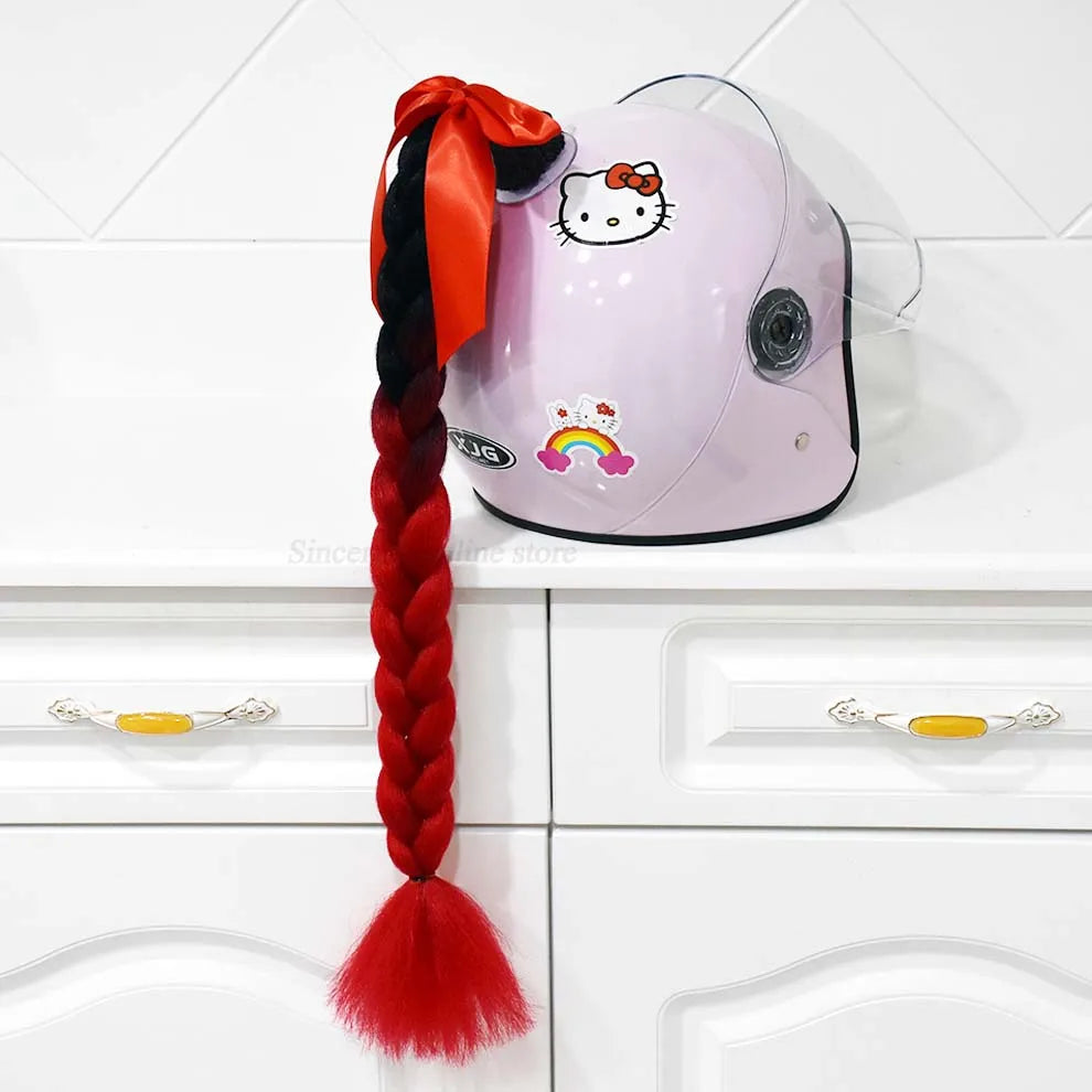 Trança para capacete com ventosa e laço para motociclistas