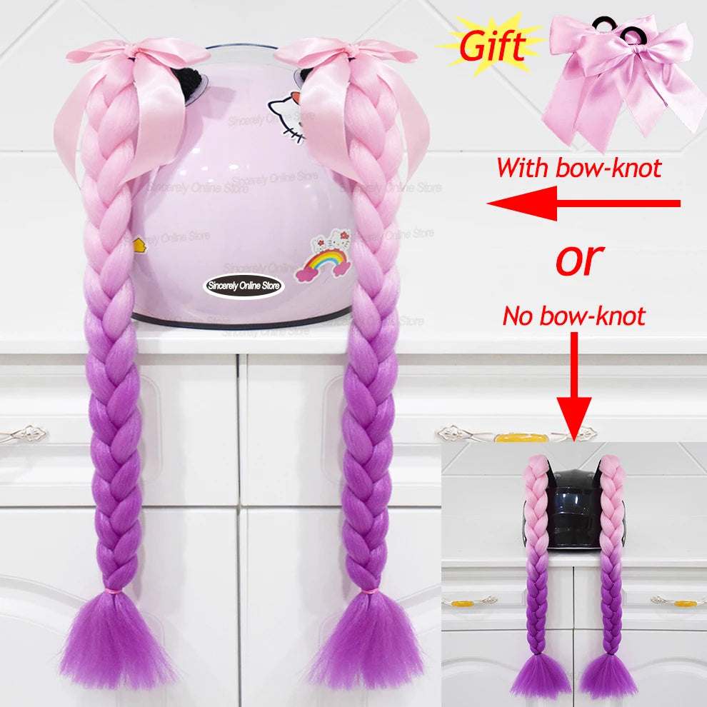 Tranças para capacete com ventosas e laços para motociclistas.