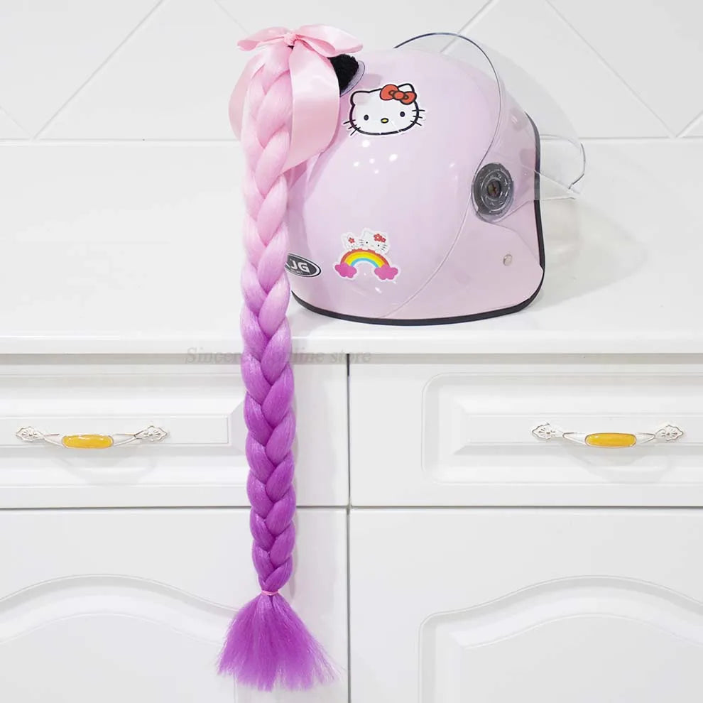 Trança para capacete com ventosa e laço para motociclistas