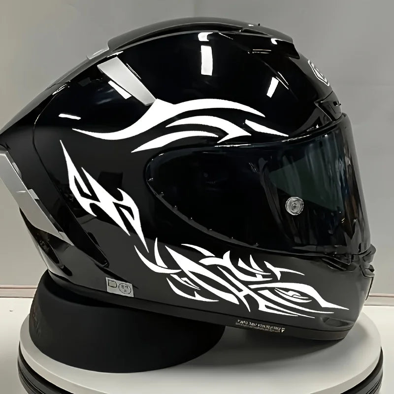 6‑Piece Tribal Flame Helmet Stickers Black Moto Decal Kit