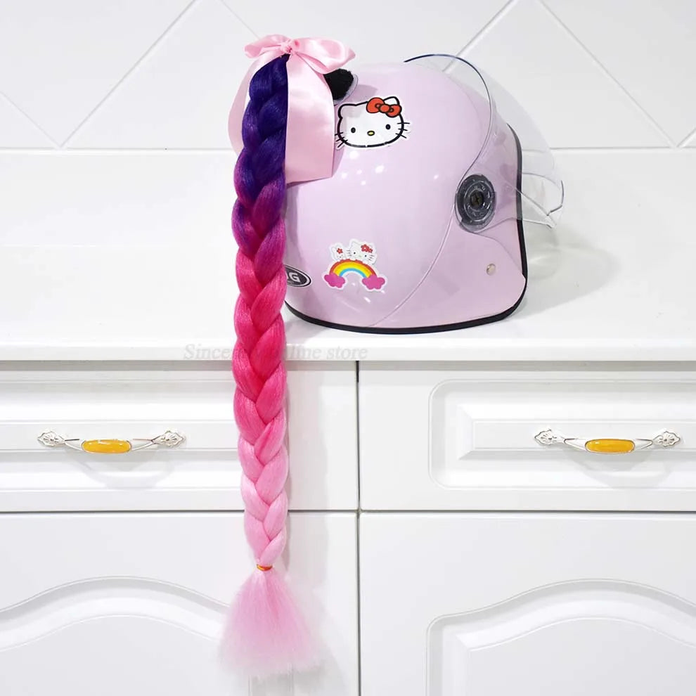 Trança para capacete com ventosa e laço para motociclistas