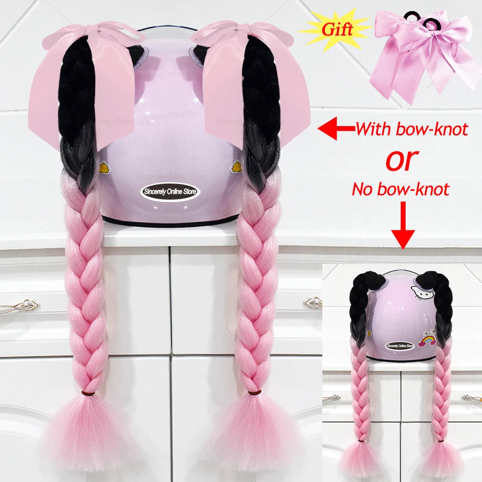 Tranças para capacete com ventosas e laços para motociclistas.