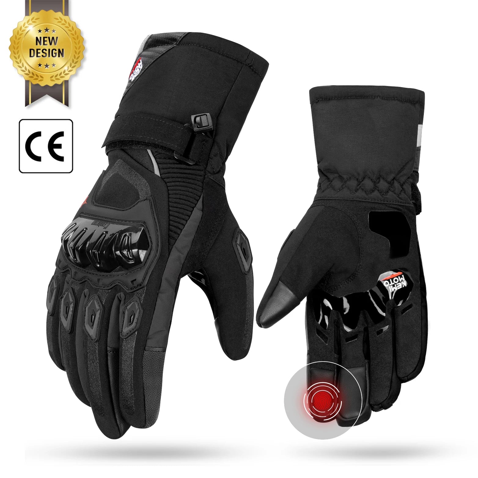 KEMiMOTO CE Winter Motorcycle Gloves – Waterproof, Warm & Protective