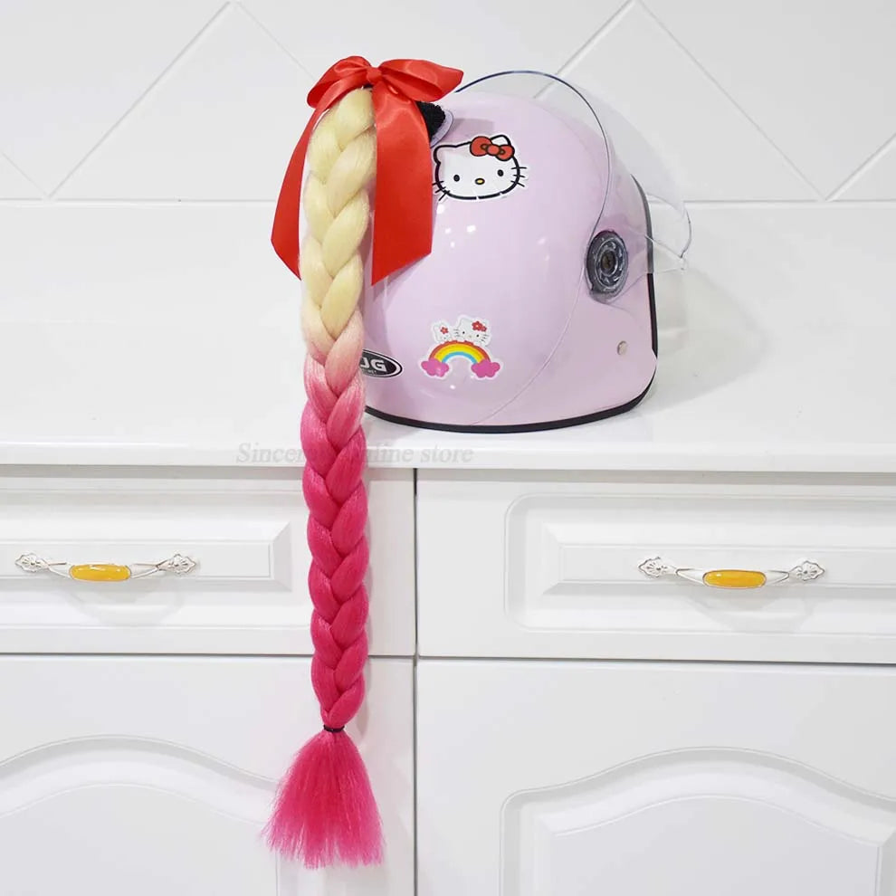 Trança para capacete com ventosa e laço para motociclistas