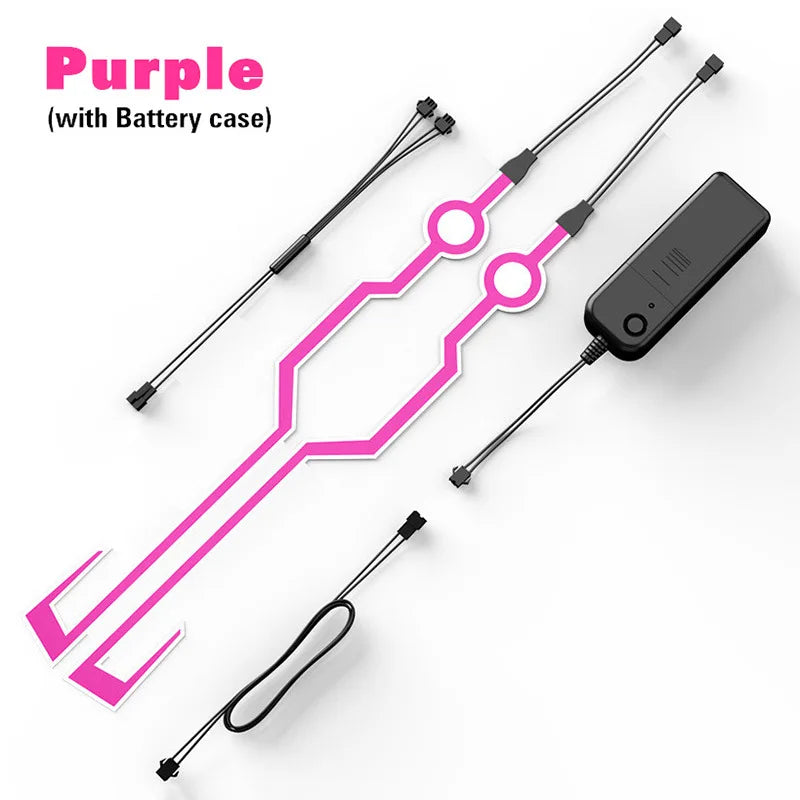 2pcs LED Helmet Strip Neon Light DIY Adhesive for Night Riding