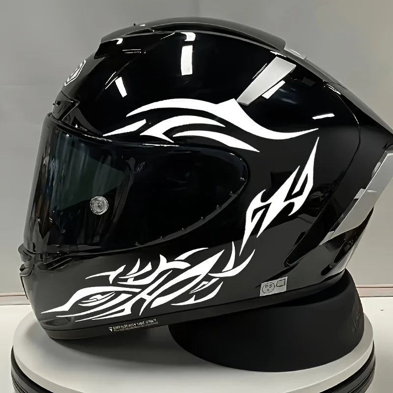 6‑Piece Tribal Flame Helmet Stickers Black Moto Decal Kit