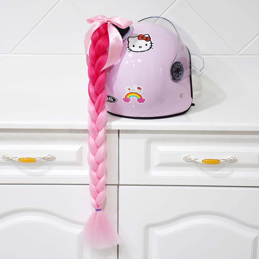 Trança para capacete com ventosa e laço para motociclistas