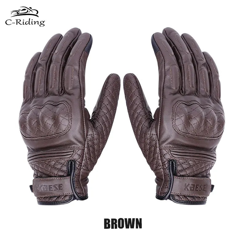 Genuine Leather Motorcycle Gloves – Winter, Touch Screen & Premium Protection