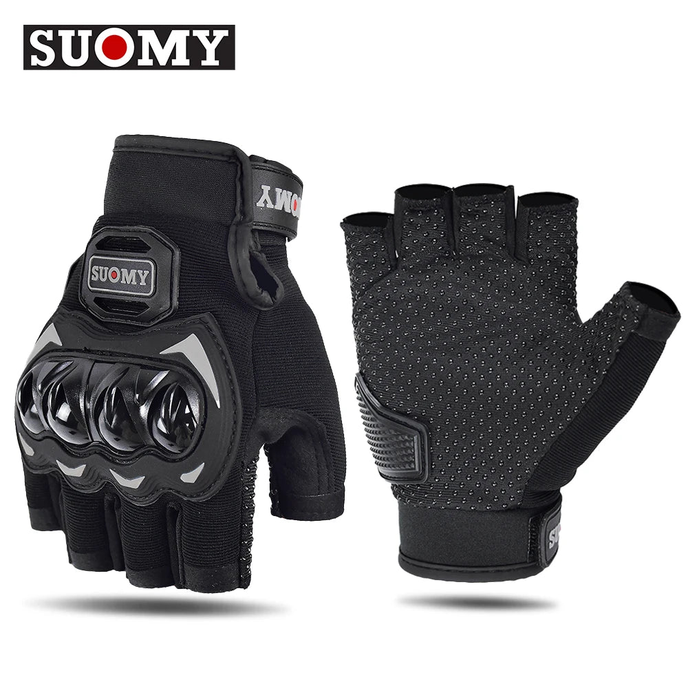 SUOMY Fingerless Motorcycle Gloves – Breathable, Anti-Slip & Comfortable for Summer / Mid-Season Riding