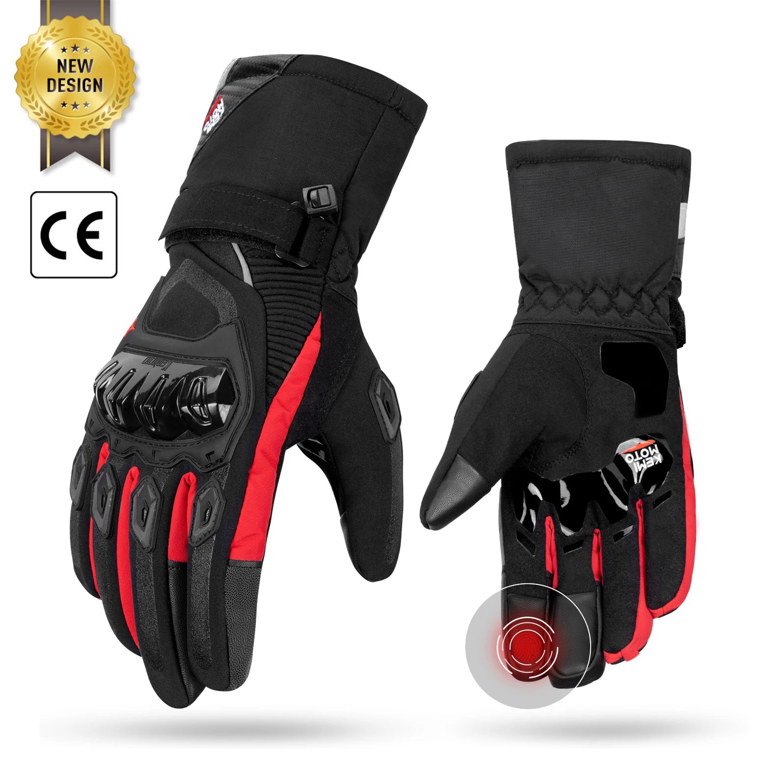 KEMiMOTO CE Winter Motorcycle Gloves – Waterproof, Warm & Protective