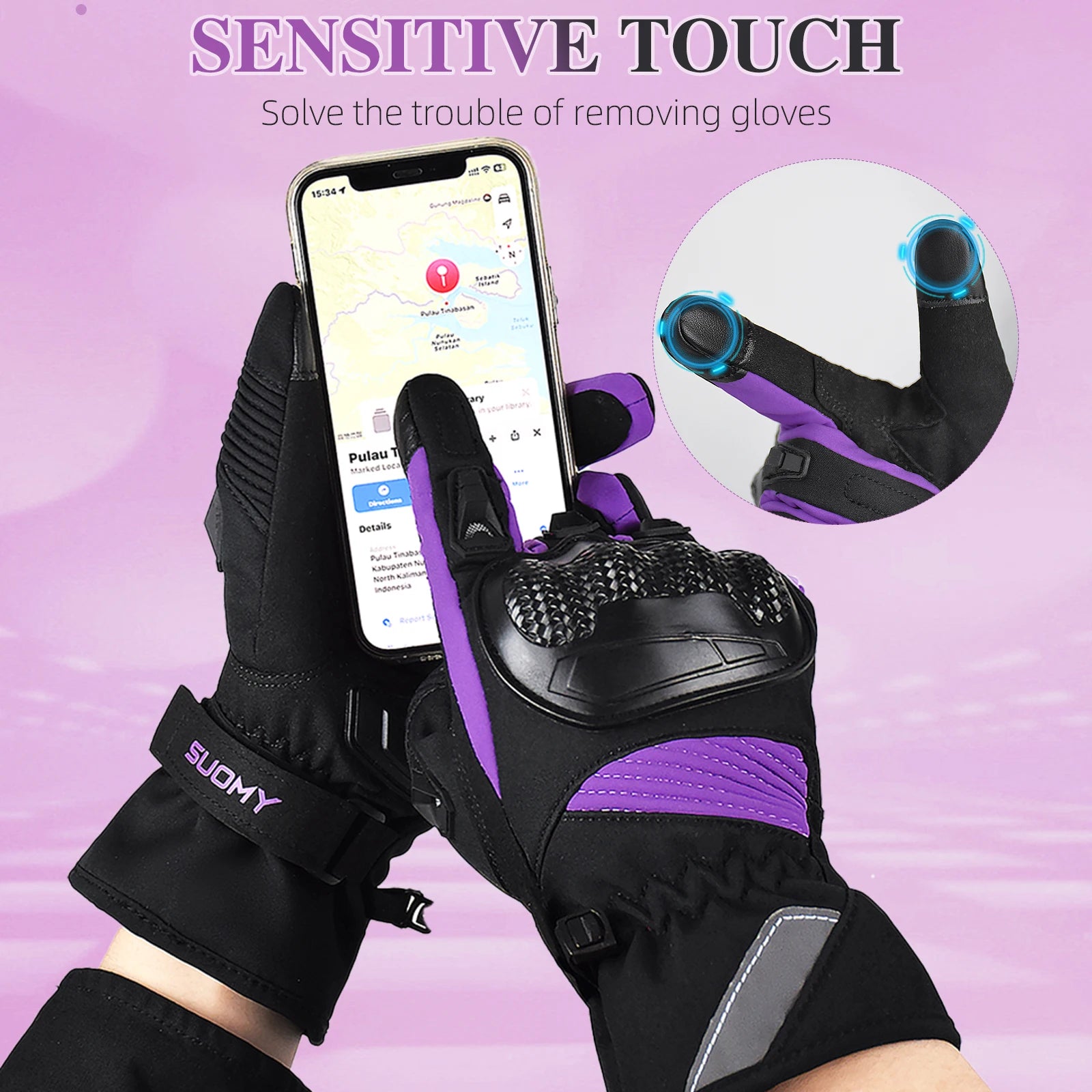 SUOMY Women’s Winter Motorcycle Gloves – Warm, Anti-Slip & Comfortable for Cold-Weather Riding