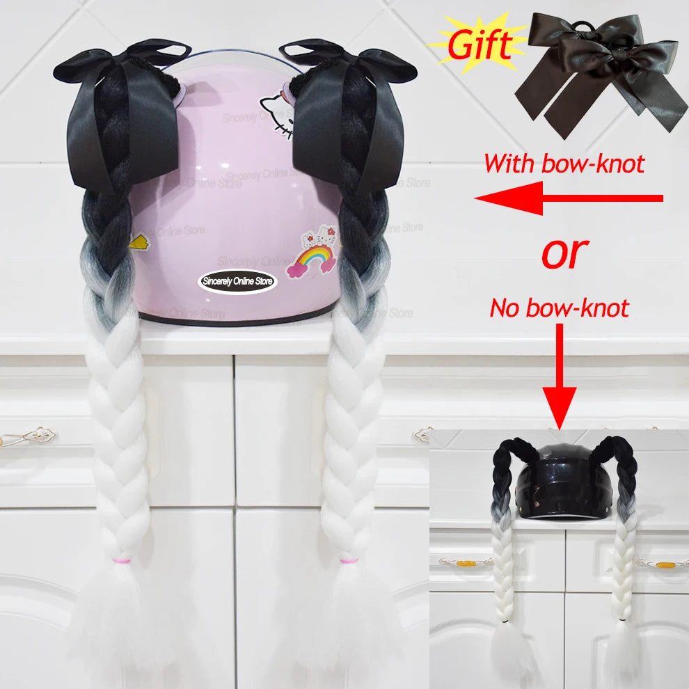 Tranças para capacete com ventosas e laços para motociclistas.