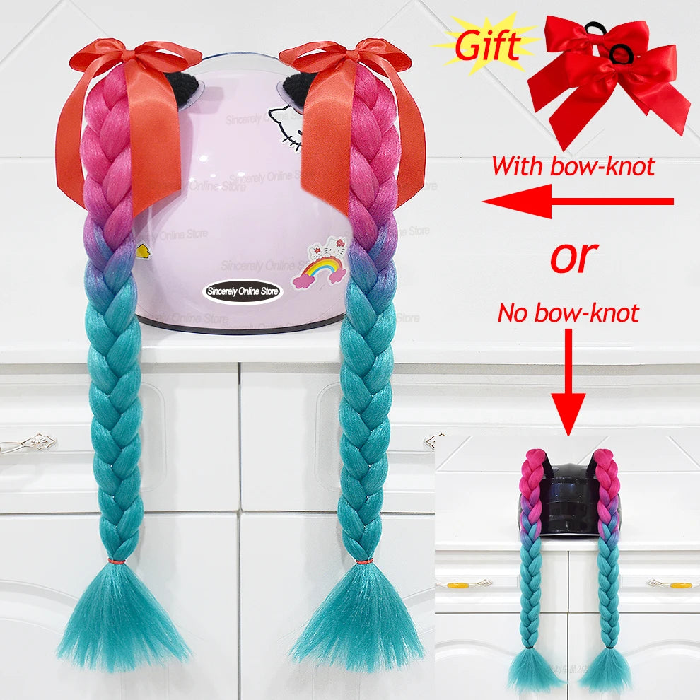 Tranças para capacete com ventosas e laços para motociclistas.