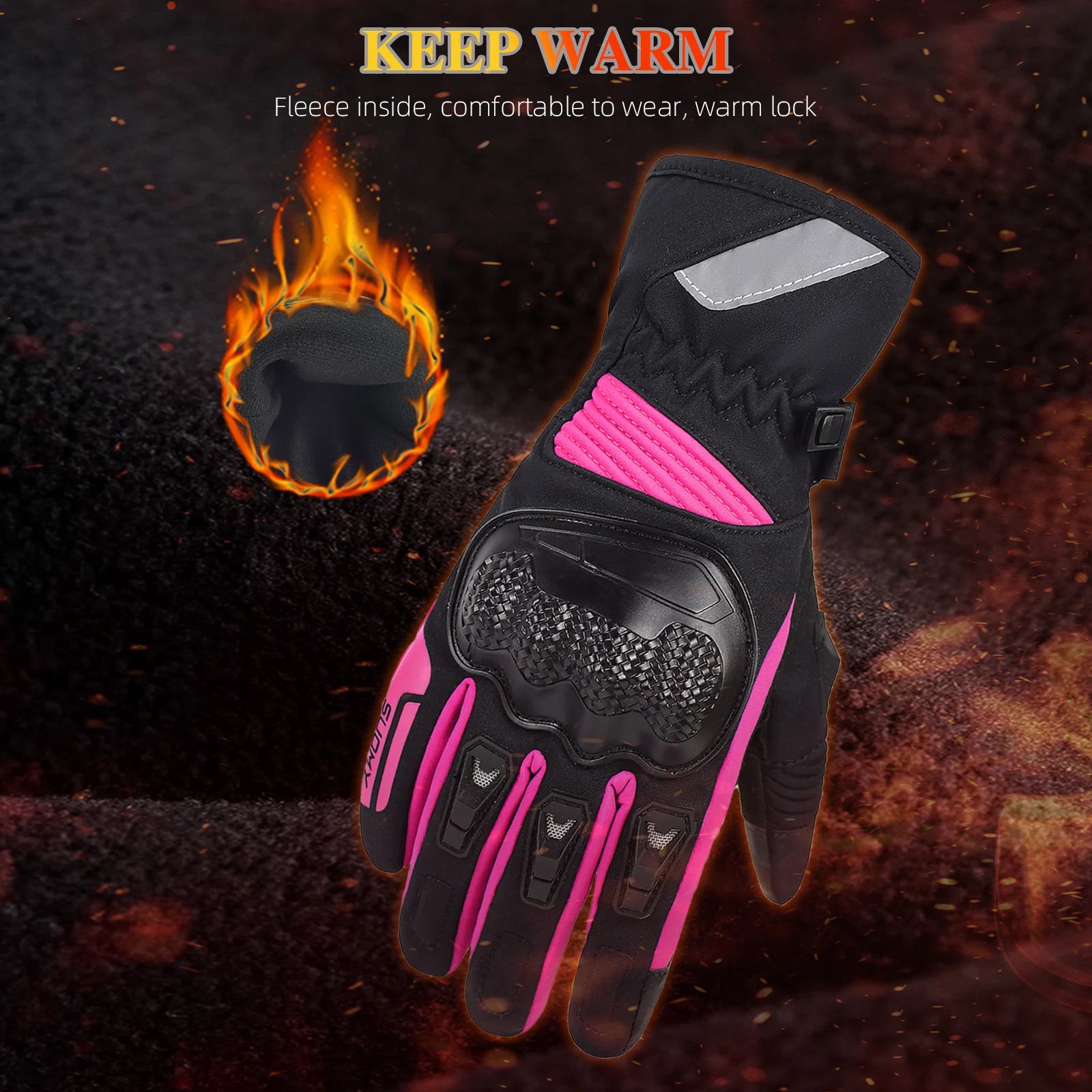 SUOMY Women’s Winter Motorcycle Gloves – Warm, Anti-Slip & Comfortable for Cold-Weather Riding