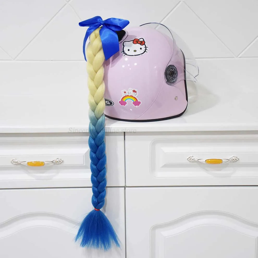 Trança para capacete com ventosa e laço para motociclistas