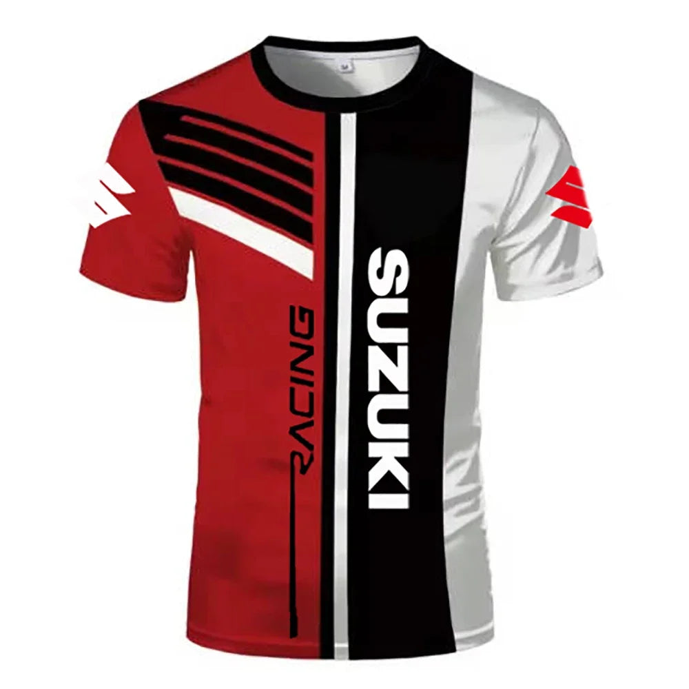 Suzuki Men’s 3D T-Shirt – Motorcycle Streetwear Tee with Raised Print