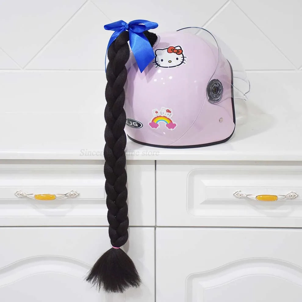 Trança para capacete com ventosa e laço para motociclistas