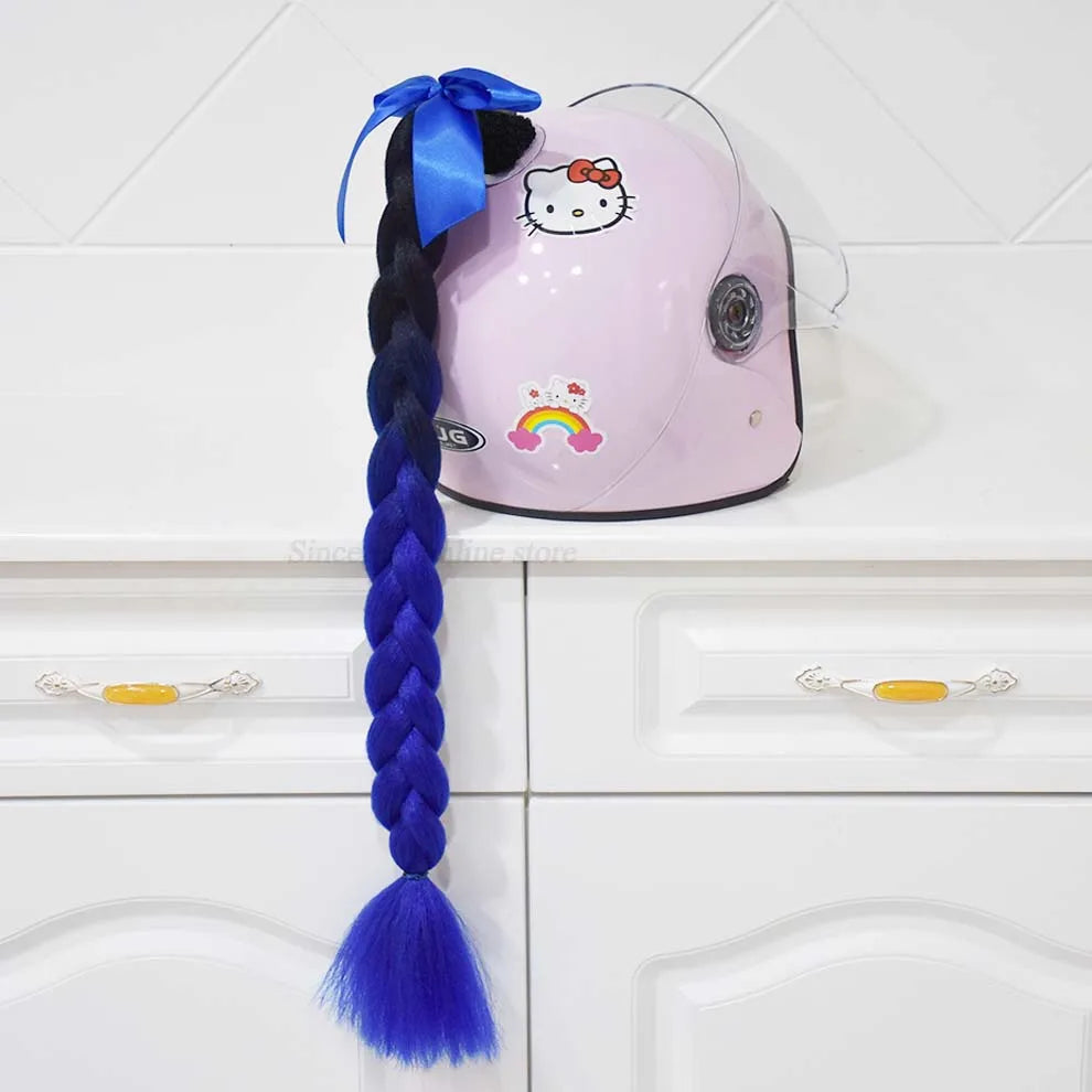 Trança para capacete com ventosa e laço para motociclistas